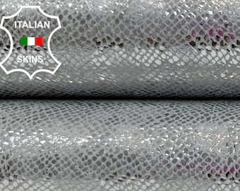 METALLIC SILVER PRINT Thin Strong Italian Goatskin Goat leather hide hides skin skins 3+sqf 0.6mm #C4195