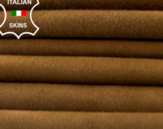 SANDY BROWN SUEDE Thin Soft Italian Lambskin Sheep Lamb Leather pack 2 hides skins total 5+sqf 0.6mm #C4774