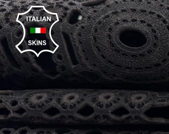 DARK BROWN LASER Engraved Vegetable Tan Thick Italian Goatskin Goat Leather hide hides skin skins 3sqf 1.4mm #C6357