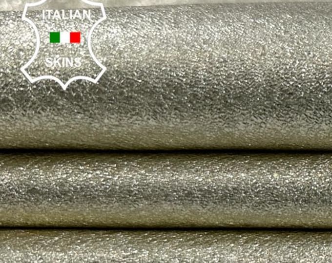 METALLIC LIGHT GOLD Crinkled Rough Soft Italian Lambskin Sheep Lamb leather hide hides skin skins 4+sqf 0.9mm #C3914