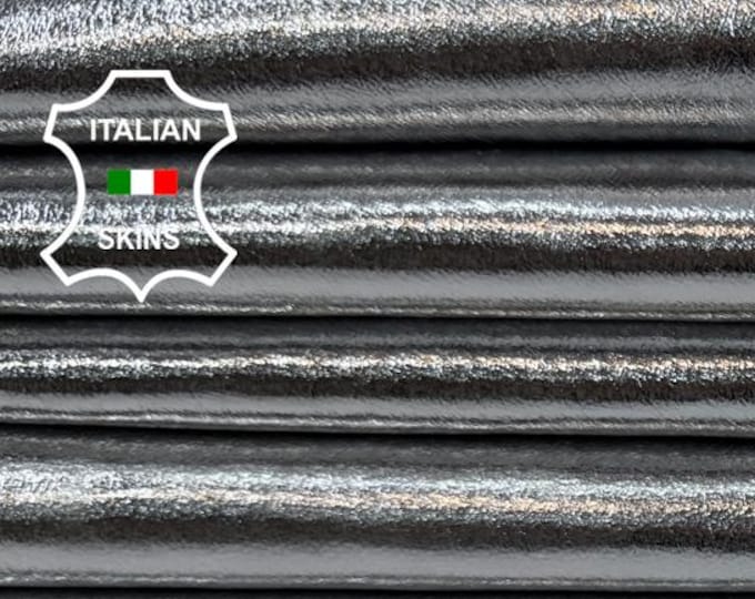 Delivered Duty paid - METALLIC SILVER SHINY Soft Italian Lamb leather pack 2 skins total 12sqf 0.9mm #C7913