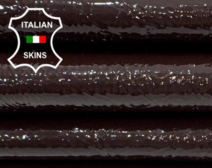 Delivered Duty paid - PATENT DARK BURGUNDY Crinkled Thick Italian Calf leather pack 4 skins total 12sqf 1.5mm #Z493
