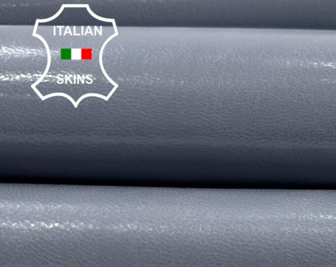GREYISH BLUE SHINY Vegetable Tan Strong Italian Goatskin Goat leather pack 2 hides skins total 10sqf 0.8mm #C4674