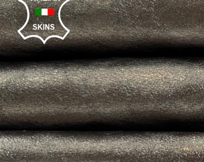 METALLIC SMOKED PEWTER Cracked Crinkled Thin Soft Italian Lambskin Sheep Lamb Leather hide hides skin skins 4+sqf 0.5mm #C6197