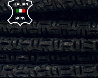 WASHED BLACK TEXTURED Perforated Rustic Antiqued Look Thick Soft Italian Lambskin Sheep Lamb leather pack 5 hides total 28sqf 1.2mm #C5227
