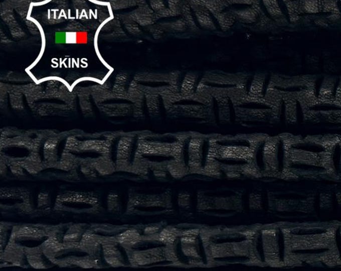 WASHED BLACK TEXTURED Perforated Rustic Antiqued Look Thick Soft Italian Lambskin Sheep Lamb leather pack 5 hides total 28sqf 1.2mm #C5227