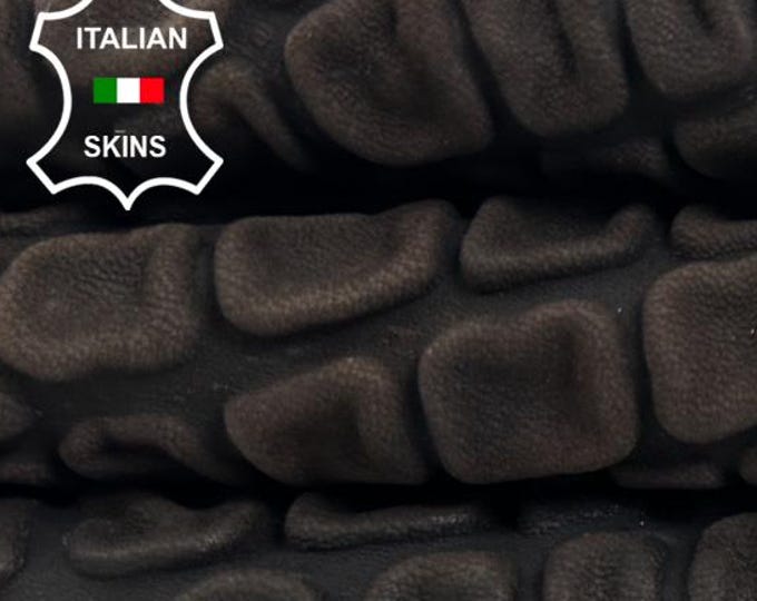 WASHED BROWN 3D CROCODILE Textured Embossed On Vegetable Tan Vintage Look Soft Italian Lambskin Sheep leather hides skins 3sqf 1.0mm #C5285