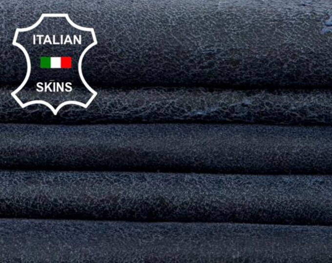 Delivered Duty paid - VERY VINTAGE DARK Blue Soft Italian Lamb leather skin 7+sqf 0.9mm #Z443