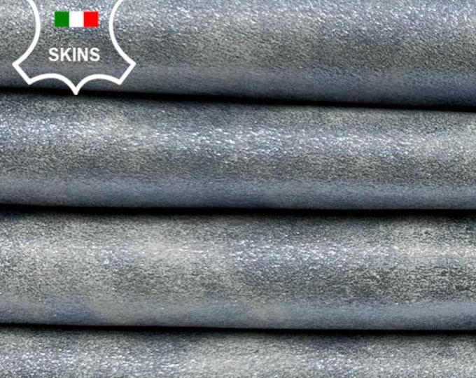 METALLIC LIGHT BLUE Shimmer Distressed Vintage Look Rough Thick Italian Goatskin Goat leather hide hides skin skins 6sqf 1.2mm #C4322