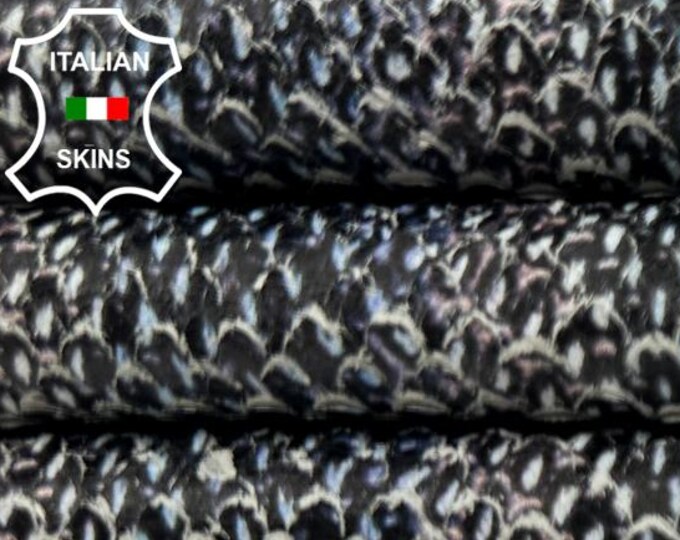 BLUE REPTILE Print On Vintage Look Soft Italian Lambskin Sheep Lamb leather hide hides skin skins 6sqf 0.7mm #C5125