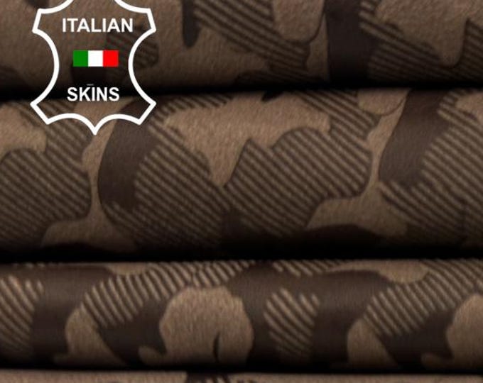 BROWN CAMO LASER Engraved Thin Soft Italian Lambskin Sheep Lamb leather hide hides skin skins 4sqf 0.5mm #C4958