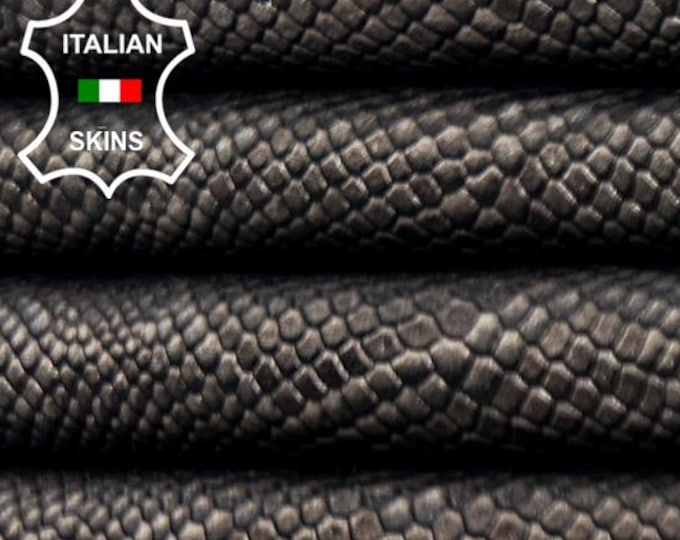 SILVER BROWN SNAKE Embossed Print On Thin Soft Italian Lambskin Sheep Lamb leather hide hides skin skins 5sqf 0.6mm #C5127