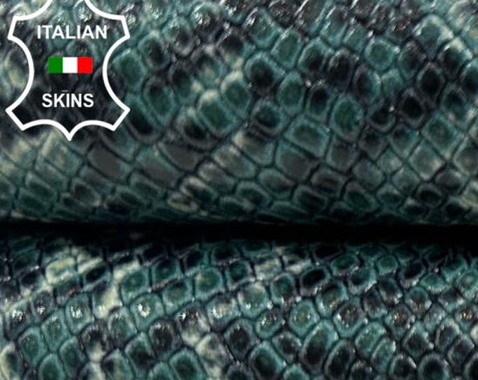 TEAL GREEN REPTILE Print Embossed On Strong Italian Goatskin Goat Leather hide hides skin skins 4+sqf 0.9mm #C4974
