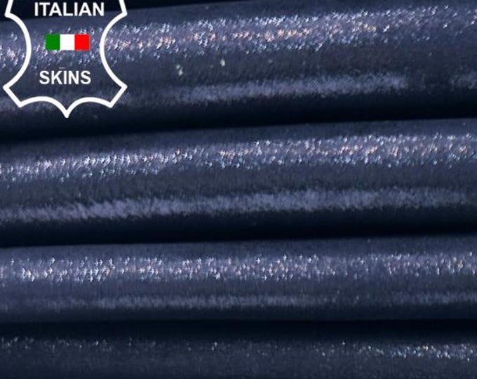 METALLIC Midnight Dark Blue Distressed Cracked Soft Italian Goatskin Goat leather pack 2 hides skins total 7+sqf 0.8mm #C5585