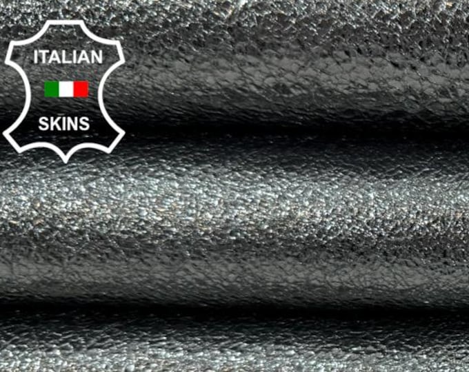Delivered Duty paid - METALLIC CHROME ROUGH Thick Italian Goat leather skin 3+sqf 1.1mm #Z333