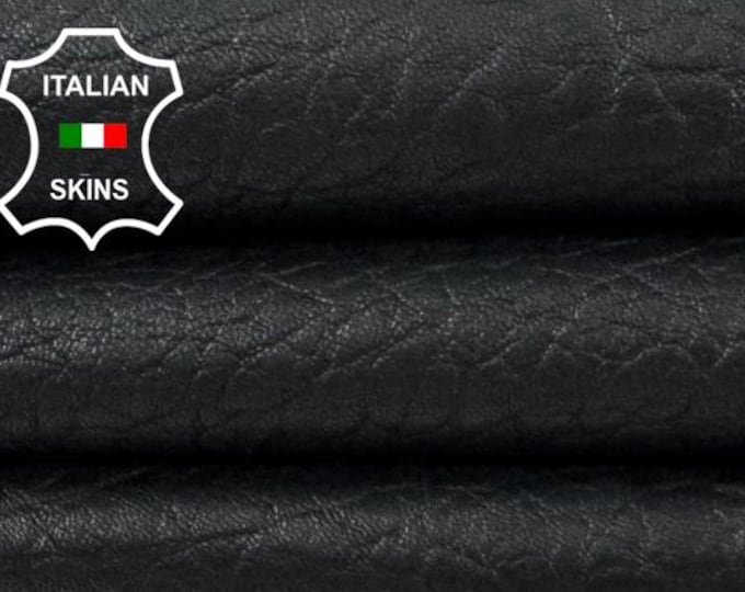 Delivered Duty paid - BLACK NATURAL GRAINY Vegetable Tan Thick Soft Italian Lamb leather skin 6+sqf 1.4mm #Z25