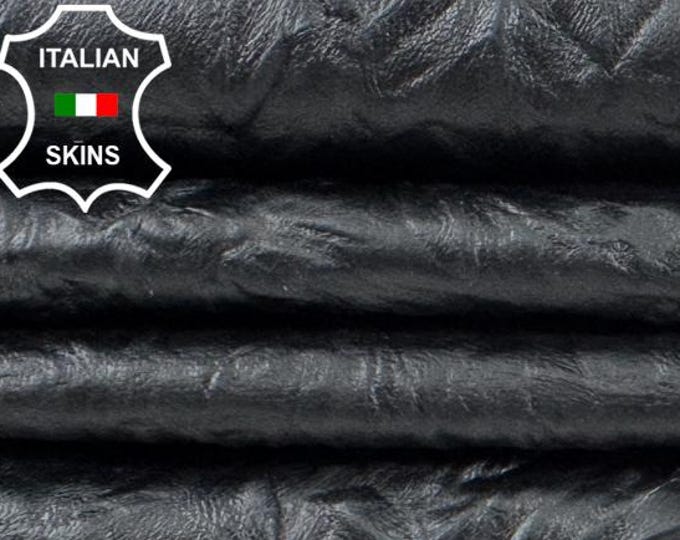 BLACK WRINKLED Soft Italian Lamb leather pack 2 skins total 14sqf 0.8mm #C7395
