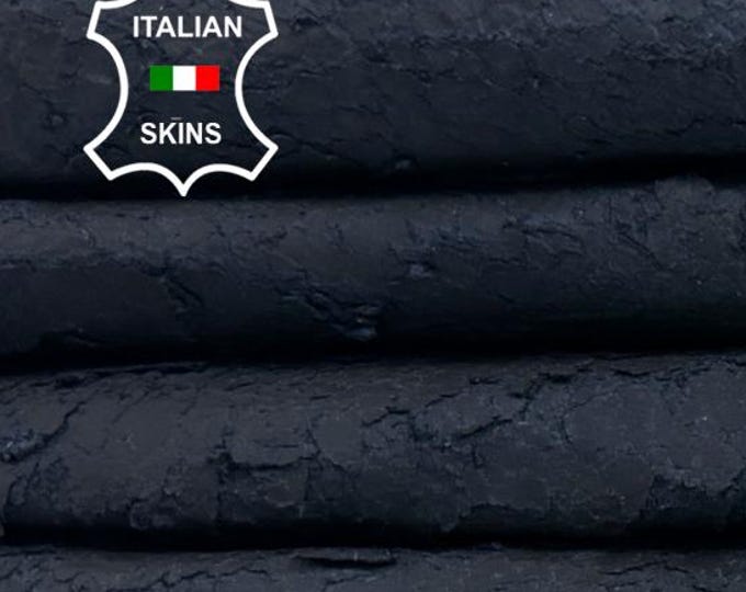 BLUE BLACK VERY Vintage Used Look Thin Soft Italian Lambskin Sheep leather hide hides skin skins 6sqf 0.6mm #C3890