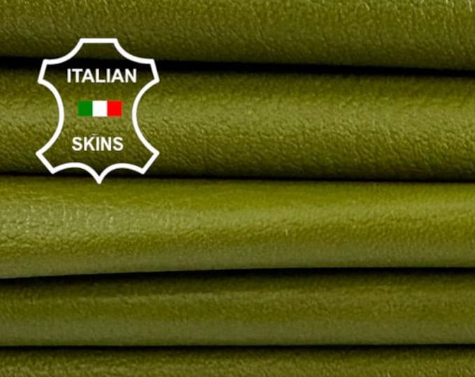Delivered Duty paid - PISTACHIO GREEN PEBBLE Grainy Soft Italian Lamb leather pack 2 skins total 12sqf 0.8mm #Z342