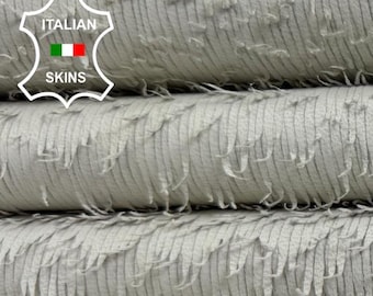 UNDYED WHITE FRINGED Textured Soft Italian Lambskin Sheep Lamb leather hide hides skin skins 7sqf 1.0mm #C6513