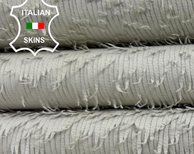 UNDYED WHITE FRINGED Textured Soft Italian Lambskin Sheep Lamb leather hide hides skin skins 7sqf 1.0mm #C6513