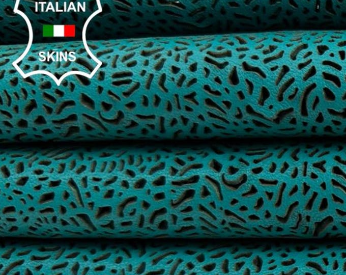 TEAL GREEN LASER Engraved Thick Soft Italian Lambskin Sheep Lamb leather hide hides skin skins 4+sqf 1.1mm #C4948