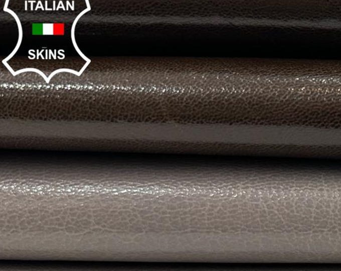 OLIVE BROWN & GREY Shiny Italian Goatskin Goat leather pack 2 hides skins total 6sqf 0.9mm #C4529