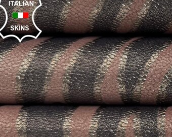 Delivered Duty Paid-BOIS DE ROSE Old Pink Shimmer Zebra Print On Italian Calf leather skin 6sqf 0.8mm #C6896