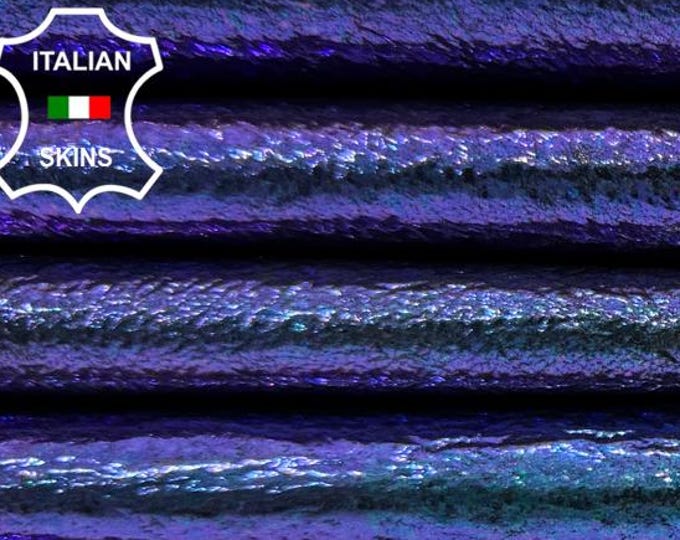 METALLIC HOLOGRAPHIC Purple & Green Antiqued Crinkled Vintage Look Soft Italian Lamb leather pack 2 skins total 10sqf 0.9mm #C7167