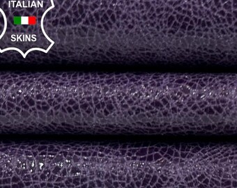 PATENT PURPLE CRACKED Vintage Look Shiny Italian Goatskin Goat Leather hide hides skin skins 4+sqf 0.7mm #C4900