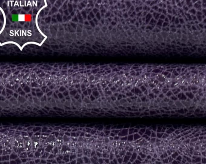 PATENT PURPLE CRACKED Vintage Look Shiny Italian Goatskin Goat Leather hide hides skin skins 4+sqf 0.7mm #C4900