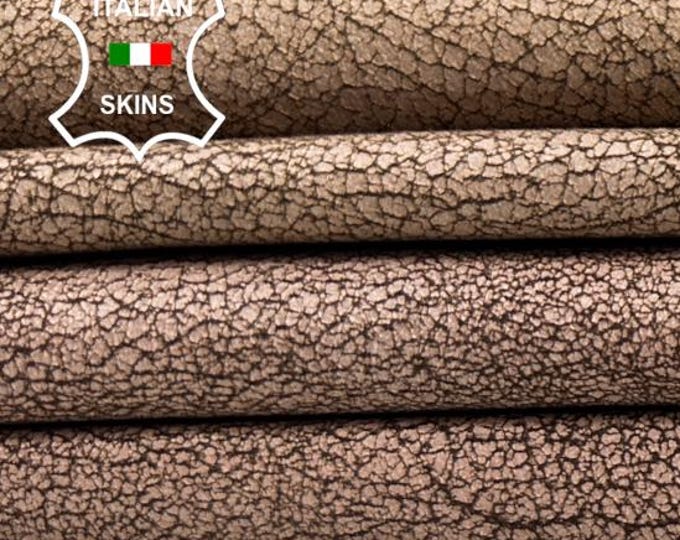 NUDE CRACKED On BROWN Vintage Look Soft Italian Goatskin Goat leather pack 2 hides skins total 10sqf 0.8mm #C5753
