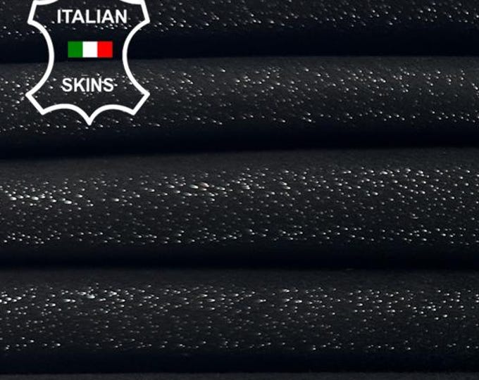 BLACK SUEDE SILVER Shimmer Glitters Print Soft Italian Goatskin Goat leather pack 5 hides skins total 22+sqf 1.0mm #C4677