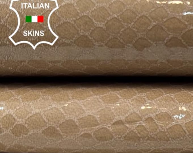 BEIGE SHINY SNAKE Print On Soft Italian Goatskin Goat Leather hide hides skin skins 6sqf 0.7mm #C6440