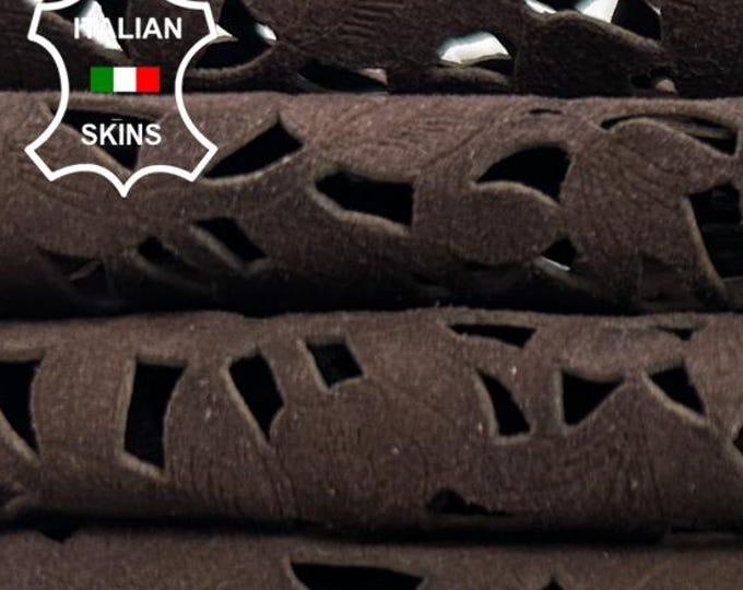 CHOCOLATE BROWN LASER Engraved Soft Italian Lambskin Sheep Lamb leather hide hides skin skins 3sqf 0.9mm #C4952