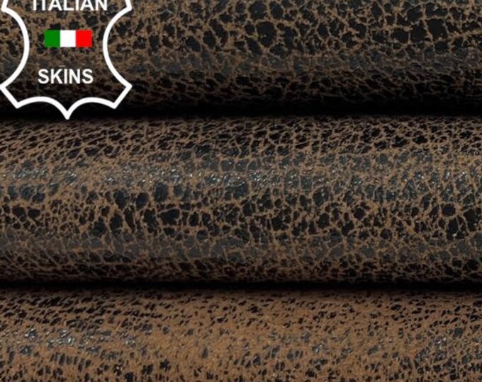 BLACK CRACKED on TAN Brown Vintage Look Soft Italian Lambskin Sheep ...