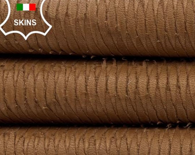 BROWN FRINGES PRINT On Soft Italian Lambskin Sheep Leather hide hides skin skins 5sqf 1.0mm #C2038