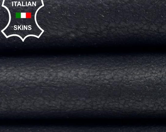 MIDNIGHT BLACK CRINKLED Rough Vegetable Tan Thick Italian Lambskin Sheep Lamb leather hide hides skin skins 6+sqf 1.2mm #C6124