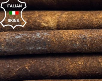 BROWN VERY VINTAGE Look Vegetable Tan Thick Soft Italian Lambskin Sheep Lamb leather pack 3 hides skins total 18sqf 1.1mm #C6482