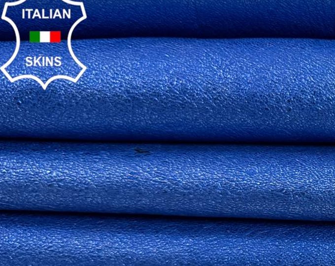 METALLIC BLUE WASHED Rough Thick Italian Goat leather pack 2 skins total 10sqf 1.2mm #C7466