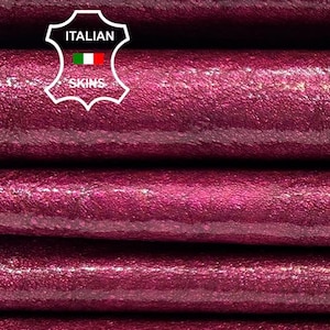 PATENT FUCHSIA PINK Glossy Pearlised Crinkled Italian Lambskin Sheep Lamb Leather pack 2 hides skins total 10+sqf 1.0mm #C5511