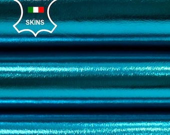 METALLIC TURQUOISE BLUE Soft Italian Lambskin Sheep Lamb leather hide hides skin skins 5+sqf 0.9mm #C5330