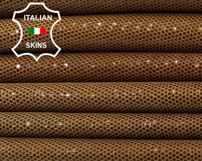 Delivered Duty paid - BROWN SHINY SHIMMER Print Thin Soft Italian Lamb leather pack 2 skins total 12+sqf 0.6mm #Z20