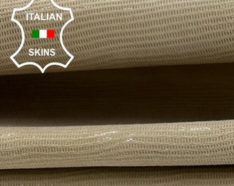 SAND BEIGE NUBUCK Lizard Reptile  Print On Italian Goatskin Goat Leather hide hides skin skins 4+sqf 0.9mm #C2504