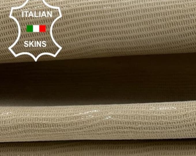 SAND BEIGE NUBUCK Lizard Reptile  Print On Italian Goatskin Goat Leather hide hides skin skins 4+sqf 0.9mm #C2504