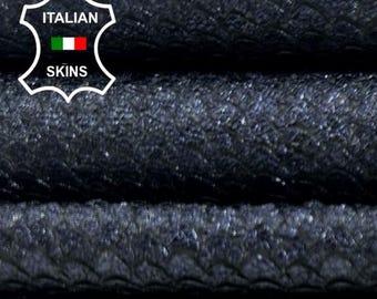 METALLIC OCEAN BLUE Scales Print On Thick Soft Italian Lambskin Sheep Lamb leather hide hides skins 5sqf 1.3mm #C5006