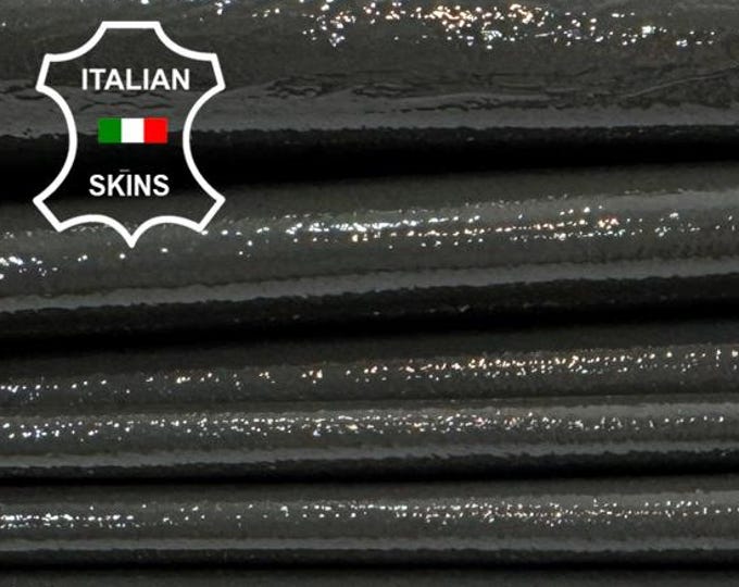 Delivered Duty paid - PATENT PETROL SHINY Rough Italian Calf leather pack 9 skins total 30+sqf 0.9mm #Z495