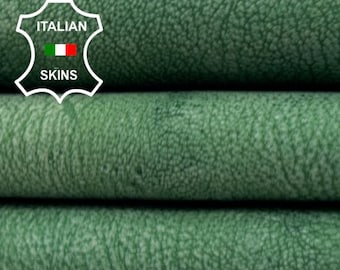 GREEN NUBUCK Rough Stonewash Vintage Used Look Vegetable Tan Soft Italian Goatskin Goat leather hide hides skin skins 4+sqf 1.0mm #C5324