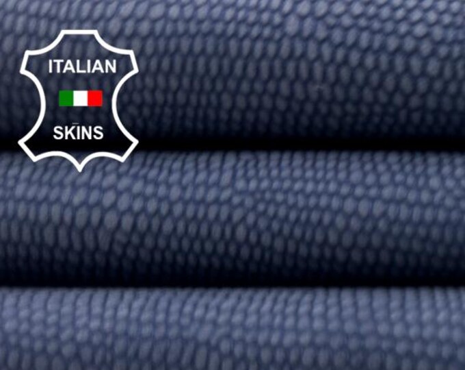 BLUE LIZARD PRINT On Vintage Used Look Thin Soft Italian Lambskin Sheep Lamb leather hide hides skin skins 6sqf 0.5mm #C5309