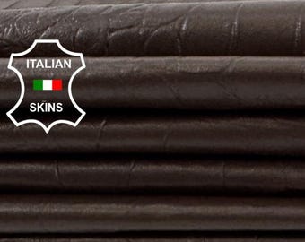 BROWN CROCODILE PRINT On Thin Soft Italian Lamb leather pack 2 skins total 16+sqf 0.4mm #Z421